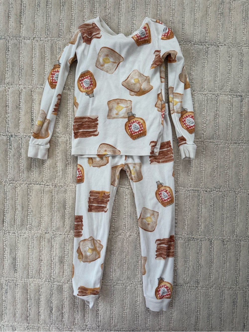 Kids Cream Breakfast-Print Pajama Set - Long Sleeve Top & Pants